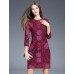 Boutique S Women's Going out Vintage Sheath Dress,Floral Round Neck Above Knee ? Sleeve Red Polyester