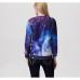 Women's Print Blue Hoodies , Casual Round Neck Long Sleeve