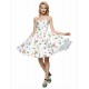 Women's Going out Vintage A Line / Skater Dress,Floral Strap Knee-length Sleeveless White / Black Cotton All Seasons