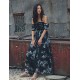 SINCE THEN SIN CE THEN Women's Sexy / Boho Floral Swing Dress,Strapless Maxi Polyester