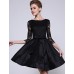 Women's Party/Cocktail / Plus Size Sophisticated Lace / Little Black / Skater Dress,Solid Round Neck Above Knee ? Sleeve BlackPolyester /