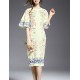 Casual/Daily Simple Sheath Dress,Print Round Neck Knee-length ? Length Sleeve White Others Summer Mid Rise