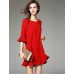  Women's Going out Cute Loose Dress,Solid Round Neck Above Knee ? Sleeve Black Cotton Spring