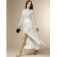 Boutique S Women's Going out Street chic Chiffon Dress,Patchwork Stand Maxi Long Sleeve White Polyester Fall