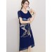 Women's Street chic Print Plus Size / Loose Dress,Round Neck Knee-length Silk / Polyester