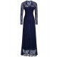 Women's Sexy Casual Party V Neck Lace Maxi Dress