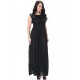 Women's Beach Plus Size / Lace Dress,Solid Round Neck Maxi Sleeveless Black Polyester Spring