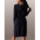 Women's Casual/Daily / Plus Size Dress,Solid Round Neck / Hooded Above Knee Long Sleeve Blue / Black / Gray Polyester Fall Micro-elastic