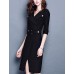 Women's Simple Sheath DressSolid / Striped V Neck Above KneeLength Sleeve Black Cotton / Rayon Fall Mid Rise