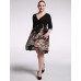 Women's Beach / Plus Size Boho Chiffon Dress,Floral V Neck Knee-length 陆 Length Sleeve Black Polyester / Spandex Summer