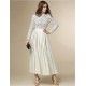 Boutique S Women's Going out Street chic Chiffon Dress,Patchwork Stand Maxi Long Sleeve White Polyester Fall