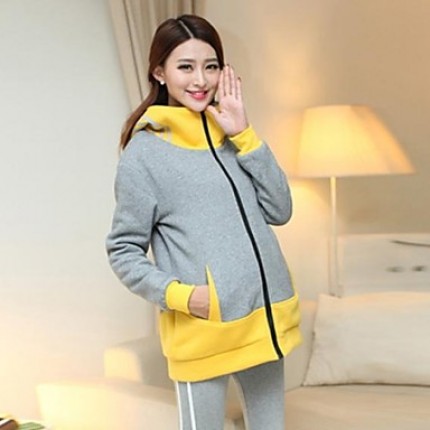 Maternity Long Coat , Casual Long Sleeve Cotton/Polyester