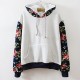 Women's White/Gray Hoodies , Casual Long Sleeve