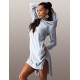 Women's Casual/Daily / Plus Size Dress,Solid Round Neck / Hooded Above Knee Long Sleeve Blue / Black / Gray Polyester Fall Micro-elastic