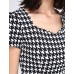 Women's Vintage / Simple Houndstooth Ruffle Slim Fishtail Plus Size / Sheath Dress,Square Neck Knee-length