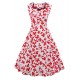 Women's Plus Size Vintage Swing Dress,Floral Square Neck Knee-length Sleeveless Blue / Red / White / Black Cotton Summer