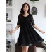 Women's Casual/Daily Cute Plus Size Dress U Neck Above Knee ? Length Sleeve Red / White / Black Summer