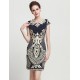  Women's Plus Size / Going out Chinoiserie Bodycon DressEmbroidered Round Neck Above Knee Short Sleeve