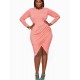 Women's Going out Simple Plus Size / Sheath Dress,Solid Round Neck Asymmetrical Long Sleeve Pink / White