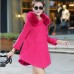 Maternity Fashion Elegant Fur Lapel Pure Color Coat , Casual Long Sleeve