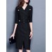 Women's Simple Sheath DressSolid / Striped V Neck Above KneeLength Sleeve Black Cotton / Rayon Fall Mid Rise