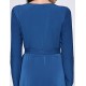 Women's Party/Cocktail Plus Size Plus Size Dress,Solid V Neck Midi Long Sleeve Blue Spandex Fall