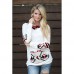 Women's Print White Hoodies , Casual Hooded Long Sleeve