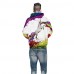 Unisex Relastic Polyester/Spandex Robot Unicorn Attack Printed Long SleeveHoodies