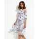 Women's Casual/Daily / Plus Size Street chic A Line Dress,Floral Round Neck Knee-length Long Sleeve Gray Polyester Spring