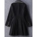  Women's Going out Vintage Coat,Solid Notch Lapel Long Sleeve Winter Black Wool Opaque