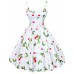 Women's Going out Vintage A Line / Skater Dress,Floral Strap Knee-length Sleeveless White / Black Cotton All Seasons