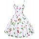 Women's Going out Vintage A Line / Skater Dress,Floral Strap Knee-length Sleeveless White / Black Cotton All Seasons