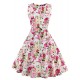 Women's Plus Size Vintage Swing Dress,Floral Round Neck Knee-length Sleeveless Red / White / Black / Multi-color Cotton Summer