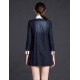  Women's Going out Sheath DressSolid Shirt Collar Above Knee Long Sleeve Blue Cotton