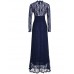 Women's Sexy Casual Party V Neck Lace Maxi Dress