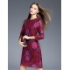 Boutique S Women's Going out Vintage Sheath Dress,Floral Round Neck Above Knee ? Sleeve Red Polyester