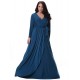 Women's Party/Cocktail Plus Size Plus Size Dress,Solid V Neck Midi Long Sleeve Blue Spandex Fall