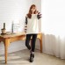 Women's Print White Hoodies , Casual Round Neck Long Sleeve