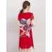 Women's Street chic Print Plus Size / Loose Dress,Round Neck Knee-length Silk / Polyester