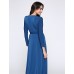 Women's Party/Cocktail Plus Size Plus Size Dress,Solid V Neck Midi Long Sleeve Blue Spandex Fall