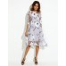 Women's Casual/Daily / Plus Size Street chic A Line Dress,Floral Round Neck Knee-length Long Sleeve Gray Polyester Spring