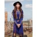 Our StoryGoing out Vintage Sheath DressPaisley Round Neck Midi Long Sleeve Blue Polyester / Spandex Spring