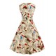 Women's Plus Size Vintage Swing Dress,Floral Square Neck Knee-length Sleeveless Blue / Red / White / Black Cotton Summer