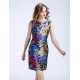  Women's Plus Size / Going out Chinoiserie Sheath DressEmbroidered Round Neck Above Knee Sleeveless