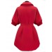 Women's Plus Size Simple Sheath Dress,Solid Shirt Collar Above Knee ? Length Sleeve Red / Black Polyester Summer