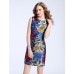  Women's Plus Size / Going out Chinoiserie Sheath DressEmbroidered Round Neck Above Knee Sleeveless