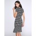 Women's Vintage / Simple Houndstooth Ruffle Slim Fishtail Plus Size / Sheath Dress,Square Neck Knee-length