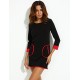 Women's Patchwork Black Dress , Casual / Work Round Neck Long Sleeve