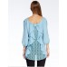 Women's Going out Simple Summer Blouse,Solid Round Neck ? Sleeve Blue Polyester Thin