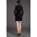 Women's Work Shift Dress,Jacquard Crew Neck Mini Long Sleeve Black Cotton / Polyester Spring